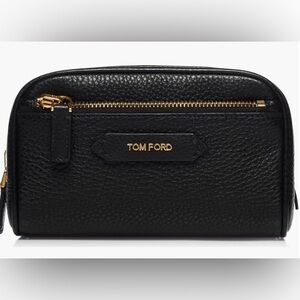 Authentic ❕Tom Ford Black Leather Pouch with Gold Accents